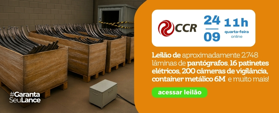 Leilão de aproximadamente 2.748 lâminas de pantógrafos, 16 patinetes elétricos, 200 câmeras de vigilância, container metálico 6M | DeSeuLance