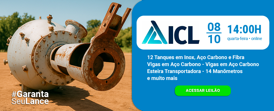 Leilão ICL de Tanque Cristalizador, 220m de Cabo Elétrico, Esteira Transportadora e muito mais