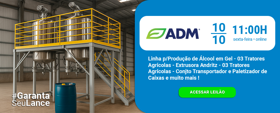 Leilão ADM de Linha para Produção de Álcool Gel, Extrusora e muito mais