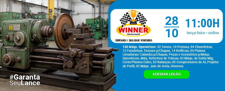 Leilão Winner de 130 máquinas operatrizes