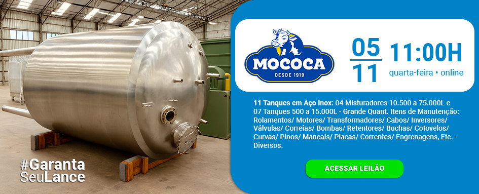 Leilão Mococa de 11 Tanques em Aço Inox 