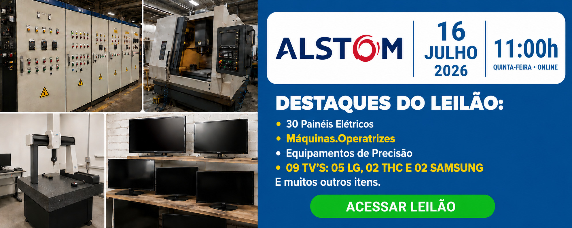 Leilão de televisões, máquinas operatrizes, equipamentos e mais | DeSeuLance